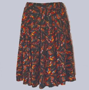 LULAROE COMFY FALL SKIRT Bright Orange Yellow Beige White Native Feathers Small